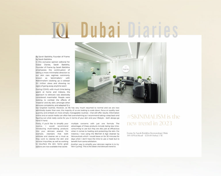 Dubai Diaries Frame by Sarah Battikha Dermatology Clinic